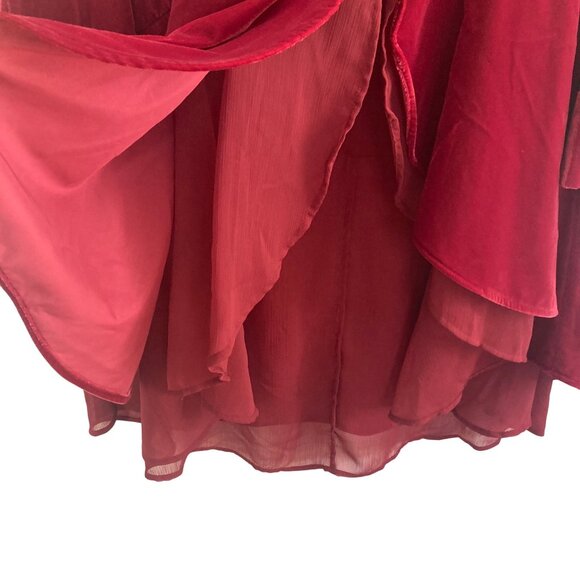 Soft Surroundings Aria Velvet Jacket Large Red Duster Lined Boho Vamp Goth - Picture 3 of 9